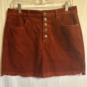 9/28 Indigo Rein rust corduroy mini skirt